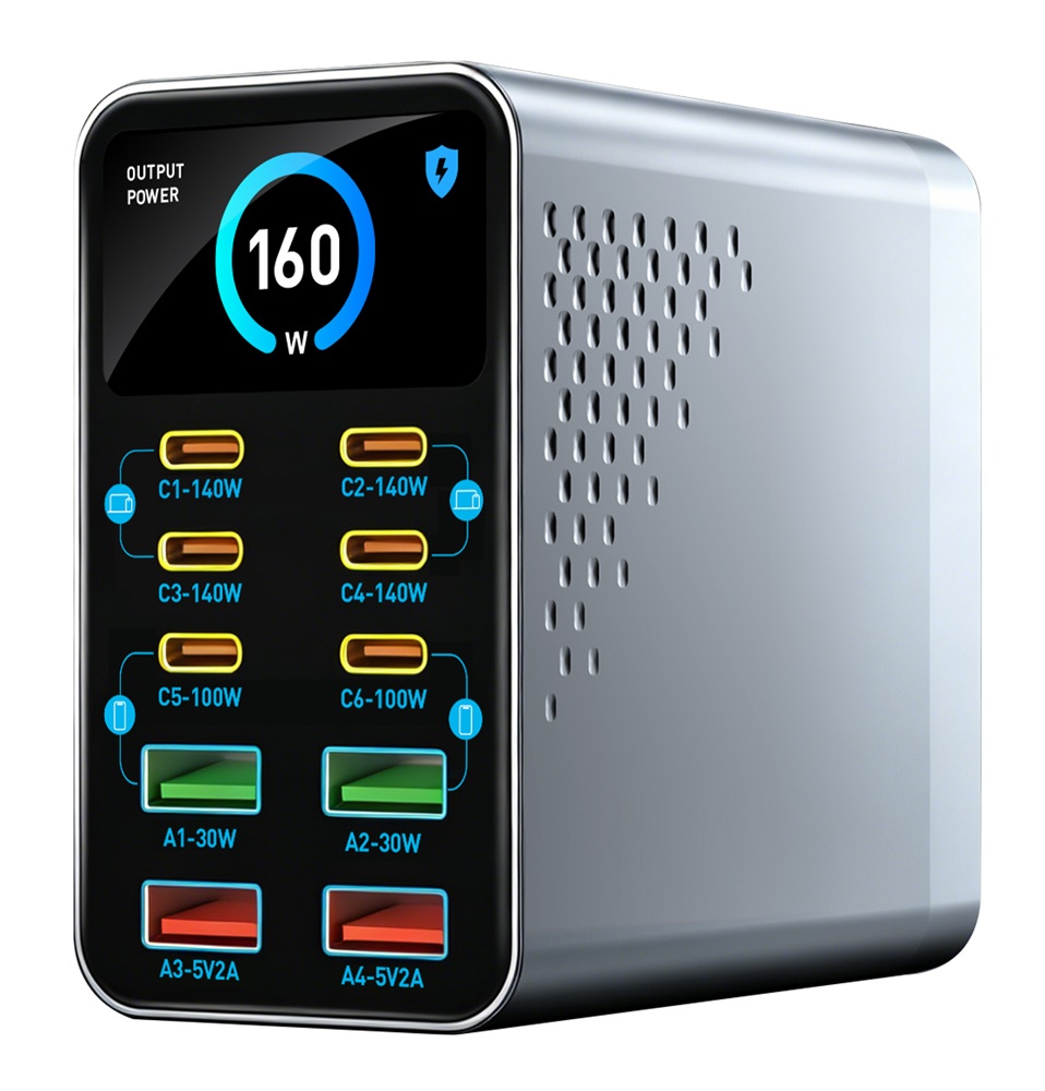 ΦΟΡΤΙΣΤΗΣ POWERTECH PT-1687 4x USB & 6x USB-C GaN 165W GREY ---