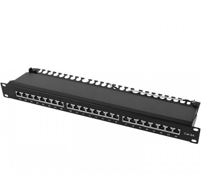 PATCH PANEL POWER ON 24 PORTS 1U CAT6A PP-C6A-F24 FTP
