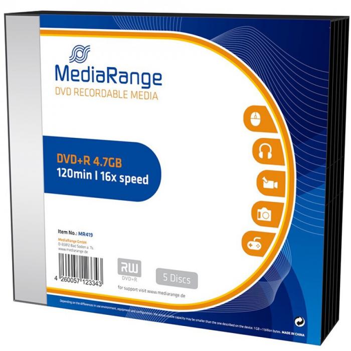 DVD+R MEDIARANGE 120' 4.7GB 16x SLIM CASE x 5 MR419