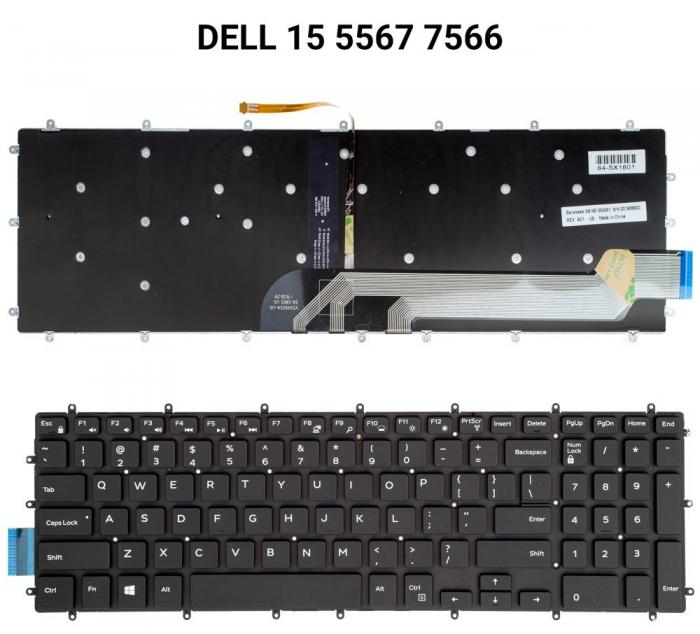 ΠΛΗΚΤΡΟΛΟΓΙΟ ΓΙΑ LAPTOP DELL 15 5567 WITHOUT FRAME BACKLIGHT US BLACK