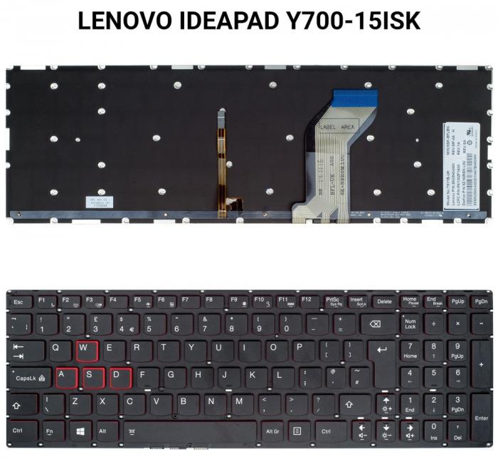 ΠΛΗΚΤΡΟΛΟΓΙΟ ΓΙΑ LAPTOP LENOVO Y700-15ISK LED WITHOUT FRAME UK BLACK