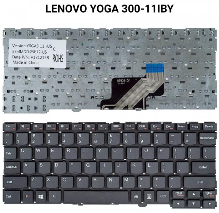ΠΛΗΚΤΡΟΛΟΓΙΟ ΓΙΑ LAPTOP LENOVO YOGA 300-11IBY WITHOUT FRAME US BLACK