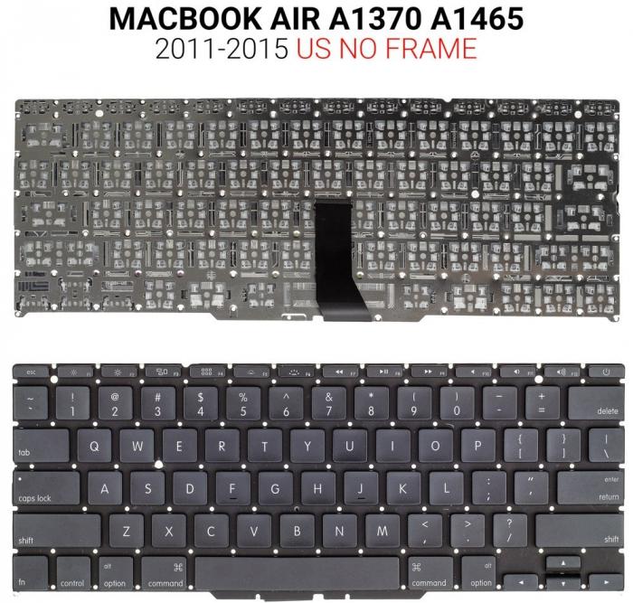 ΠΛΗΚΤΡΟΛΟΓΙΟ ΓΙΑ MACBOOK AIR A1370 A1465 2011-2015 US WITHOUT FRAME BLACK