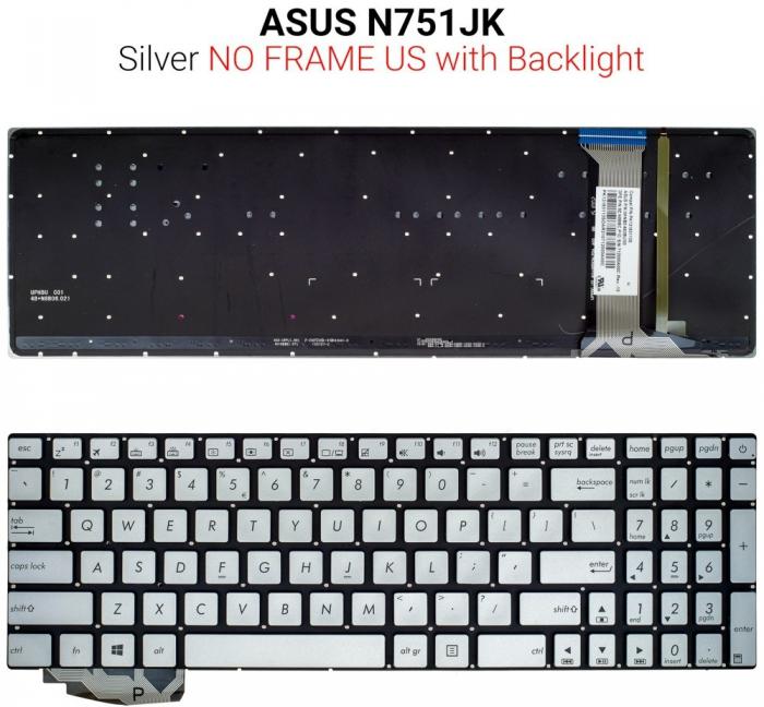 ΠΛΗΚΤΡΟΛΟΓΙΟ ΓΙΑ LAPTOP ASUS N751JK WITH BACKLIGHT WITHOUT FRAME US WHITE