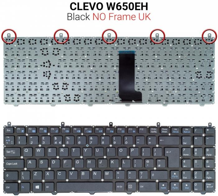 ΠΛΗΚΤΡΟΛΟΓΙΟ ΓΙΑ LAPTOP CLEVO W650EH WITHOUT FRAME UK BLACK
