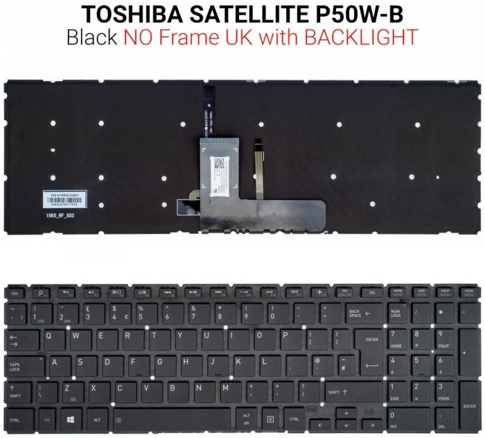 ΠΛΗΚΤΡΟΛΟΓΙΟ ΓΙΑ LAPTOP TOSHIBA P50W-B WITH BACKLIGHT WITHOUT FRAME UK BLACK