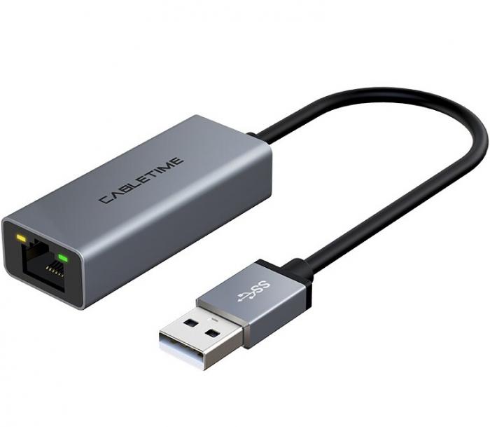 ΑΝΤΑΜΠΟΡΑΣ CABLETIME USB 2.0 ΣΕ RJ45 AML100 100MBPS 0.15M GREY 5210131038390