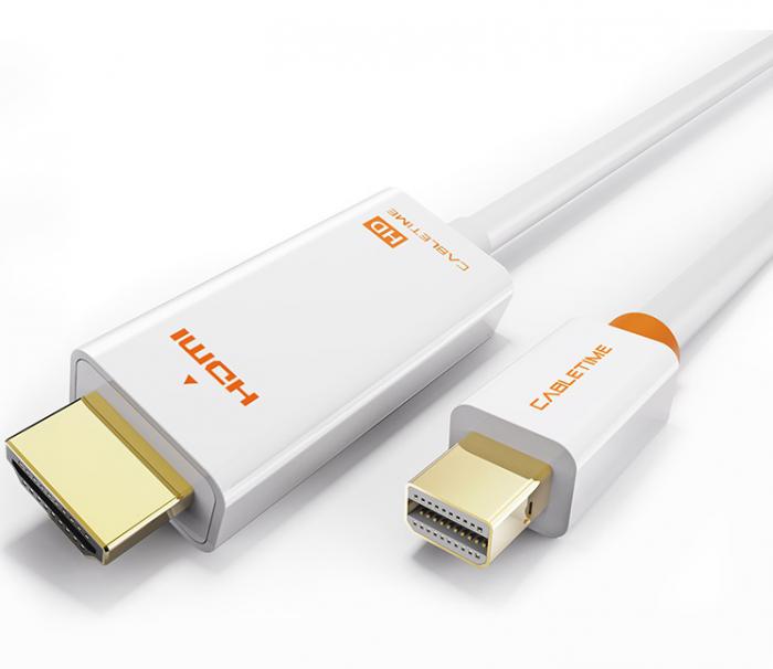 ΚΑΛΩΔΙΟ CABLETIME MINI DISPLAYPORT ΣΕ HDMI AV588 1080P 1.8M WHITE 5210131038727