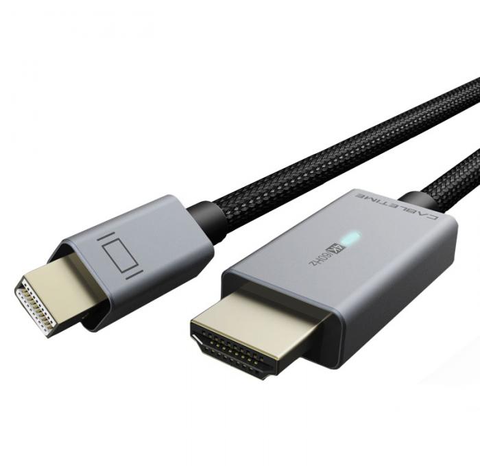ΚΑΛΩΔΙΟ CABLETIME MINI DISPLAYPORT ΣΕ HDMI AV588 ΜΕ LED 4K 1.8M BLACK 5210131038840