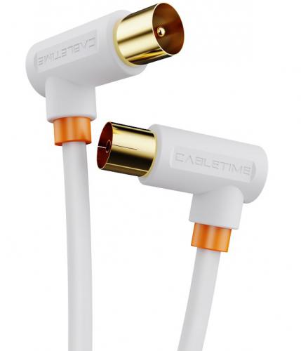 ΚΑΛΩΔΙΟ CABLETIME TV M TV F 90 DEGREE AV101 75 Ohm 3M WHITE 5210131039403