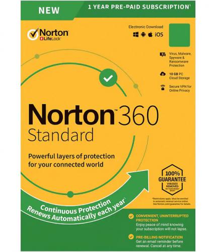 ANTIVIRUS NORTON 360 STANDARD ESD ΓΙΑ 1 ΣΥΣΚΕΥΗ 10GB CLOUD