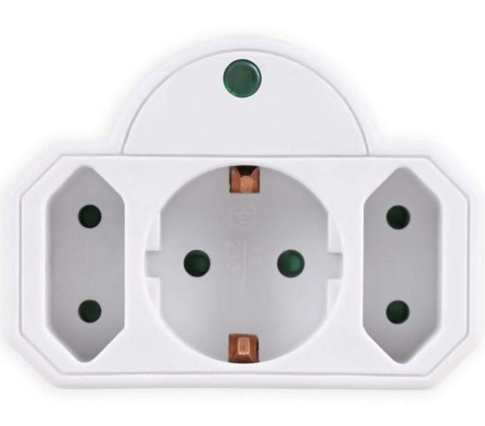 ΑΝΤΑΠΤΟΡΑΣ ΡΕΥΜΑΤΟΣ POWERTECH PT-816 1 x SCHUKO 2X EURO 16A WHITE