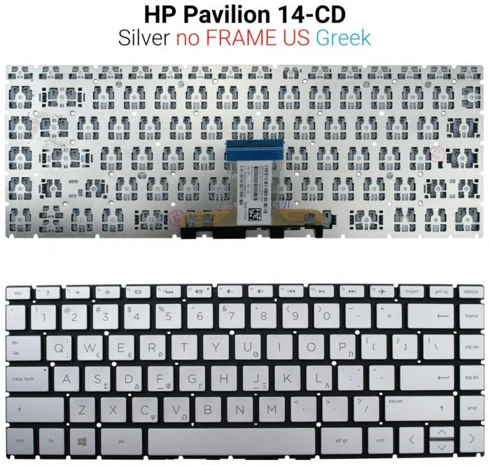 ΠΛΗΚΤΡΟΛΟΓΙΟ ΓΙΑ LAPTOP HP 14-CD WITHOUT FRAME US/GR SILVER