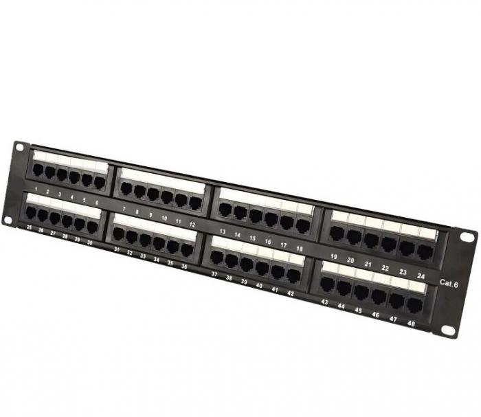 PATCH PANEL POWER ON 48 PORTS 2U CAT6 PP-C6-U48 UTP