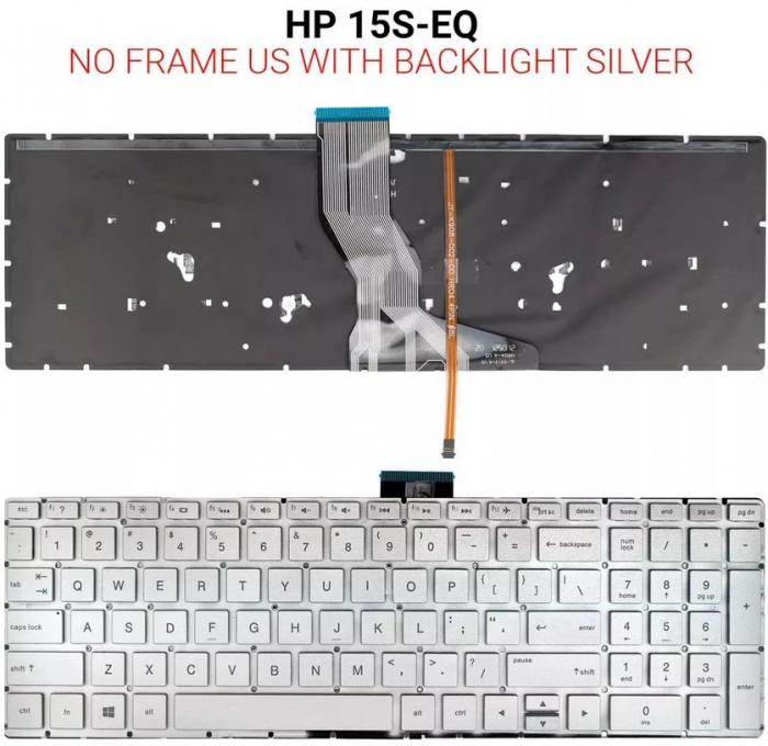 ΠΛΗΚΤΡΟΛΟΓΙΟ ΓΙΑ LAPTOP HP 15S-EQ WITH BACKLIGHT WITHOUT FRAME US SILVER