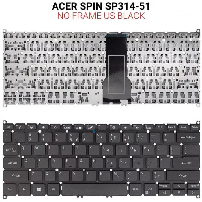 ΠΛΗΚΤΡΟΛΟΓΙΟ ΓΙΑ LAPTOP ACER SPIN SP314-51 WITHOUT FRAME US BLACK