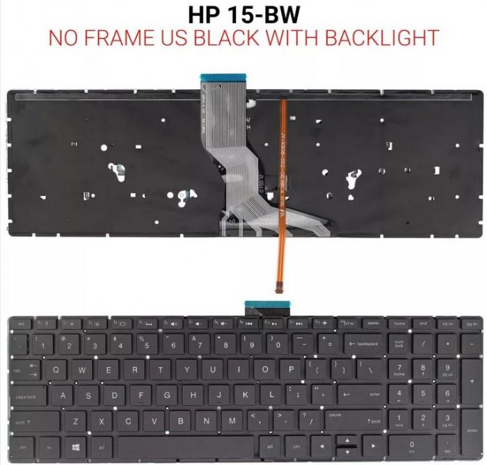 ΠΛΗΚΤΡΟΛΟΓΙΟ ΓΙΑ LAPTOP HP 15-BW WITH BACKLIGHT WITHOUT FRAME US BLACK