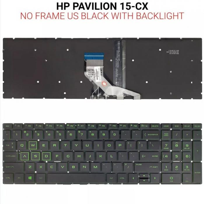 ΠΛΗΚΤΡΟΛΟΓΙΟ ΓΙΑ LAPTOP HP 15-CX WITH BACKLIGHT WITHOUT FRAME US BLACK