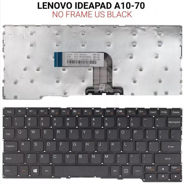 ΠΛΗΚΤΡΟΛΟΓΙΟ ΓΙΑ LAPTOP LENOVO IDEAPAD A10-70 WITHOUT FRAME US BLACK