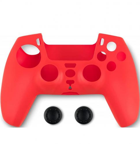 SPARTAN GEAR CONTROLLER SILICON SKIN COVER AND THUMB GRIPS PS5 RED