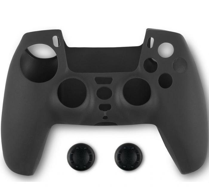 SPARTAN GEAR CONTROLLER SILICON SKIN COVER AND THUMB GRIPS PS5 BLACK