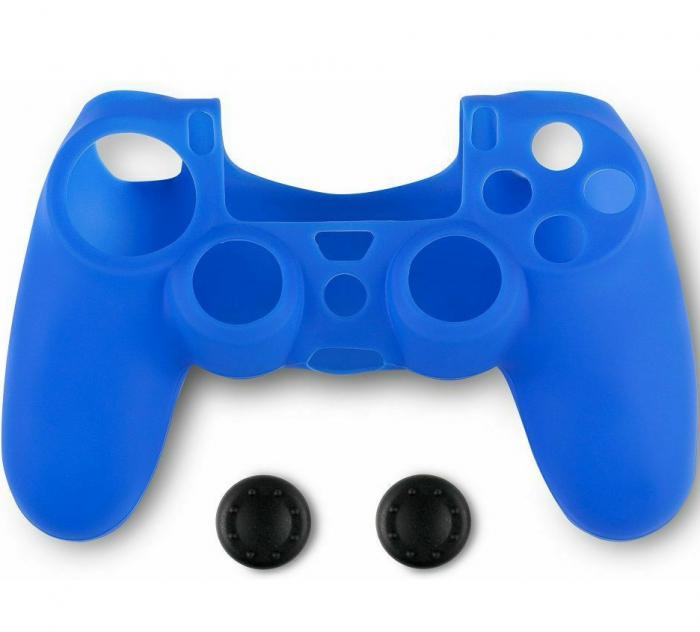 SPARTAN GEAR CONTROLLER SILICON SKIN COVER AND THUMB GRIPS PS4 BLUE