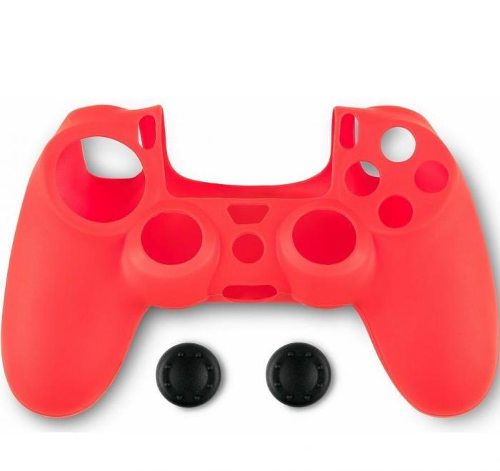 SPARTAN GEAR CONTROLLER SILICON SKIN COVER AND THUMB GRIPS PS4 RED
