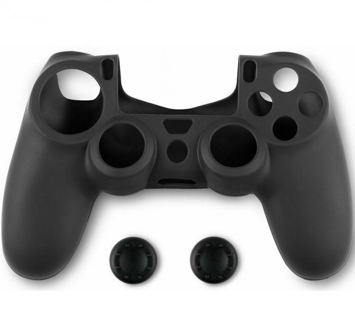 SPARTAN GEAR CONTROLLER SILICON SKIN COVER AND THUMB GRIPS PS4 BLACK