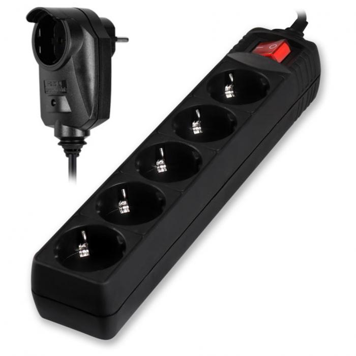 ΠΟΛΥΠΡΙΖΟ POWERTECH PT-994 5+1x SCHUKO 16A 2M BLACK