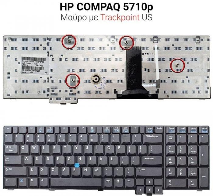 ΠΛΗΚΤΡΟΛΟΓΙΟ ΓΙΑ LAPTOP HP 8710P WITH TRACKPOINT US BLACK