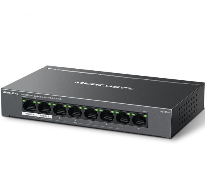 SWITCH MERCUSYS MS108GP 8 PORTS 10/100/1000 Mbps PoE+ VER. 1.0