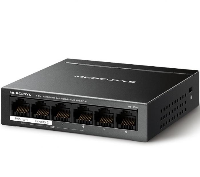 SWITCH MERCUSYS MS106LP 6 PORTS 10/100 Mbps PoE+ VER. 1.0
