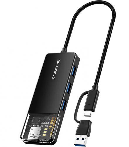HUB USB/USB-C CABLETIME CT-HUBT3-PB