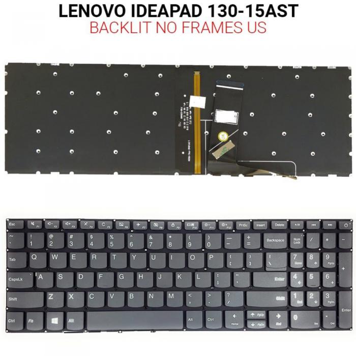 ΠΛΗΚΤΡΟΛΟΓΙΟ ΓΙΑ LAPTOP LENOVO IDEAPAD 130-15AST WITH BACKLIGHT WITHOUT FRAME US BLACK