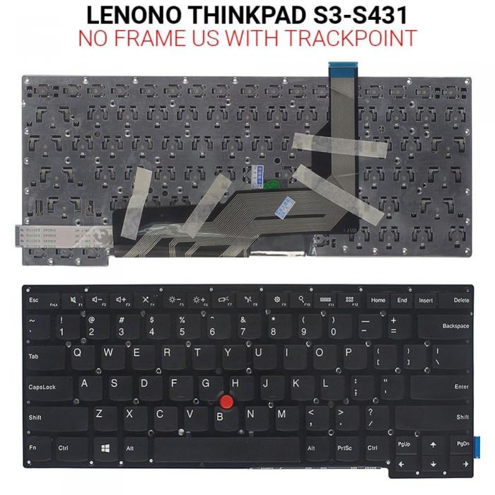 ΠΛΗΚΤΡΟΛΟΓΙΟ ΓΙΑ LAPTOP LENONO THINKPAD S3-S431 TRACKPOINT WITHOUT FRAME US BLACK