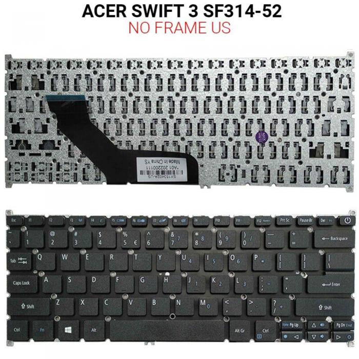 ΠΛΗΚΤΡΟΛΟΓΙΟ ΓΙΑ LAPTOP ACER SWIFT 3 SF314-52 WITHOUT FRAME US BLACK