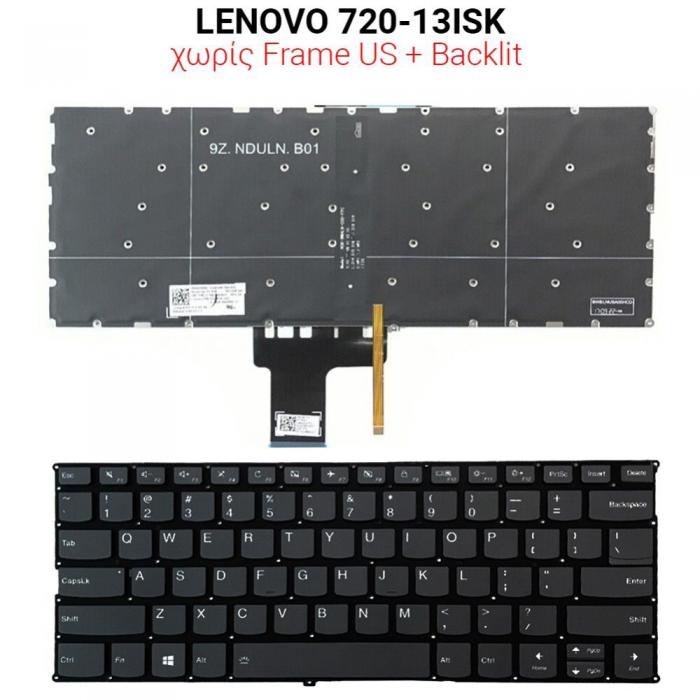 ΠΛΗΚΤΡΟΛΟΓΙΟ ΓΙΑ LAPTOP LENOVO YOGA 720-13ISK WITH BACKLIGHT WITHOUT FRAME US BLACK