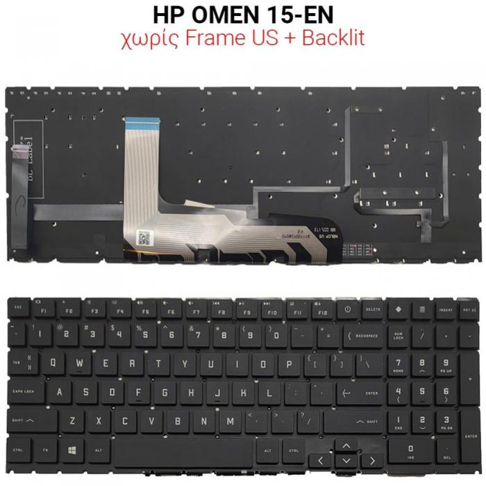 ΠΛΗΚΤΡΟΛΟΓΙΟ ΓΙΑ LAPTOP HP OMEN 15-EN WITH BACKLIGHT WITHOUT FRAME US BLACK