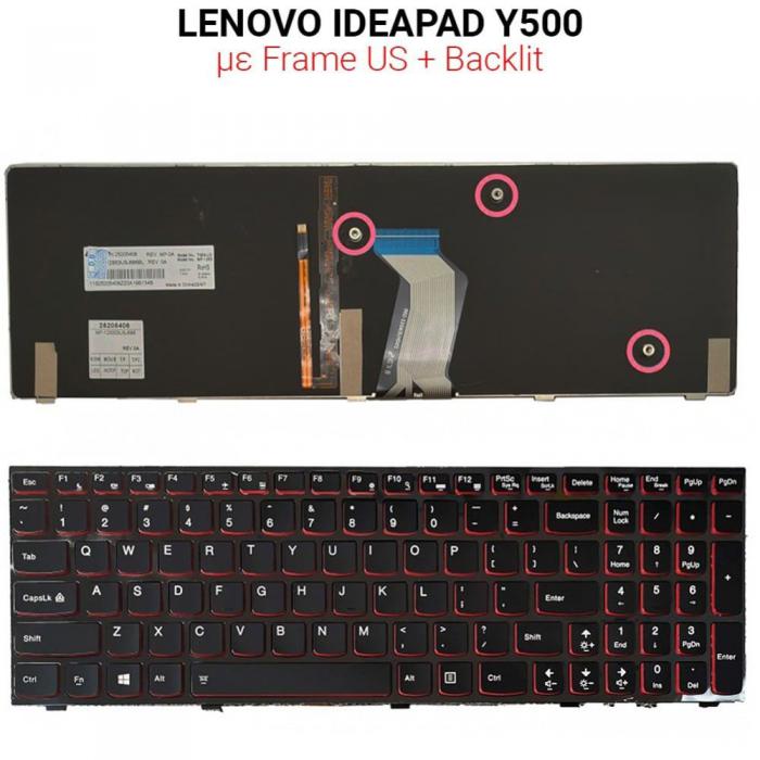 ΠΛΗΚΤΡΟΛΟΓΙΟ ΓΙΑ LAPTOP LENOVO IDEAPAD Y500 WITH BACKLIGHT US BLACK