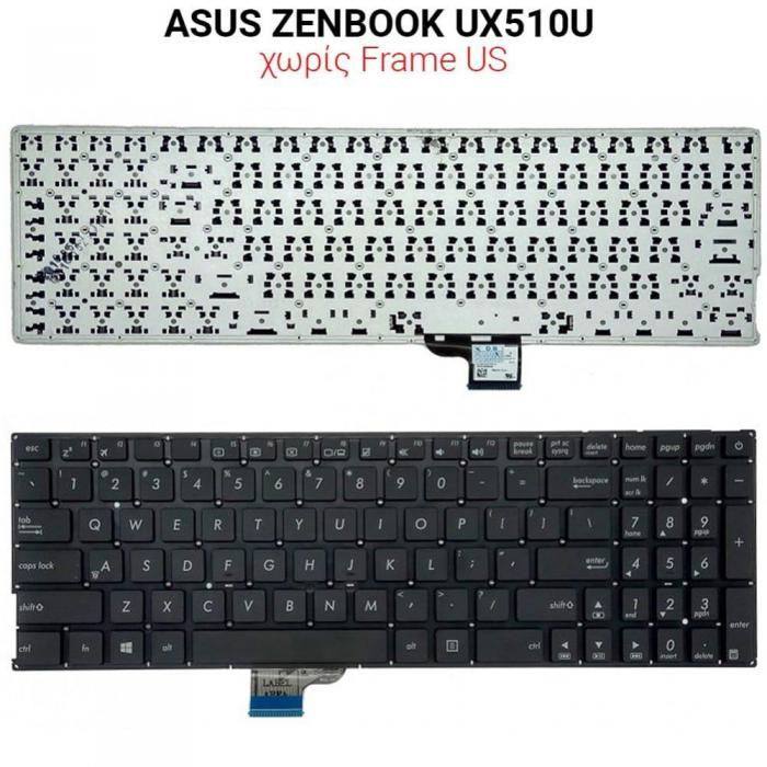 ΠΛΗΚΤΡΟΛΟΓΙΟ ΓΙΑ LAPTOP ASUS ZENBOOK UX510U WITHOUT FRAME US BLACK