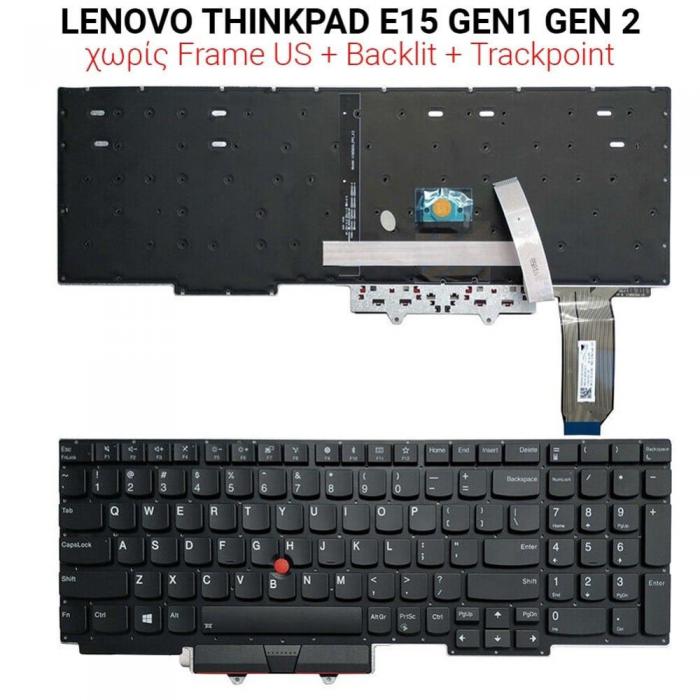 ΠΛΗΚΤΡΟΛΟΓΙΟ ΓΙΑ LAPTOP LENOVO THINKPAD E15 GEN1 GEN 2 WITH BACKLIGHT TRACKPOINT US BLACK