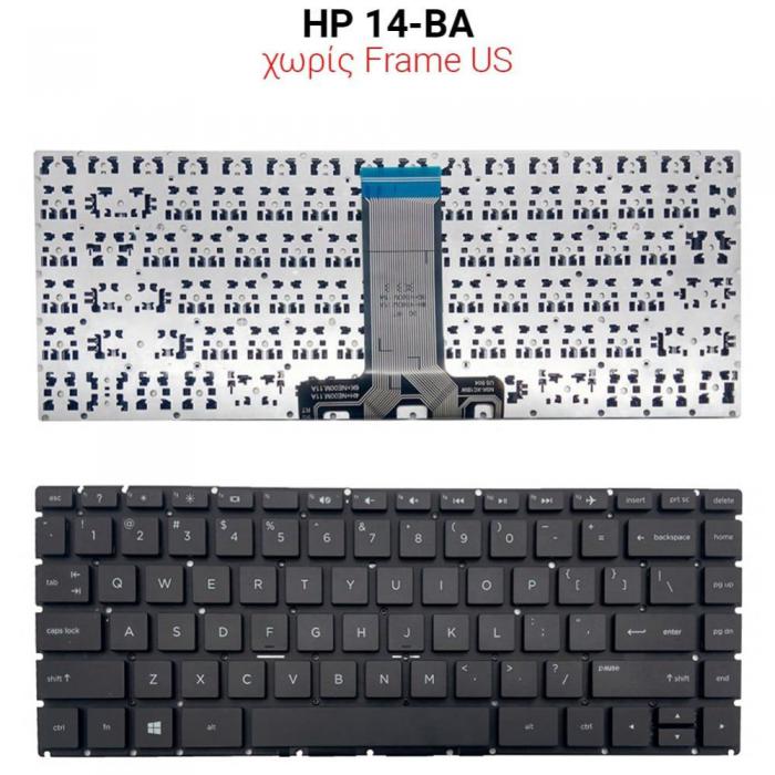 ΠΛΗΚΤΡΟΛΟΓΙΟ ΓΙΑ LAPTOP HP 14-BA WITHOUT FRAME US BLACK