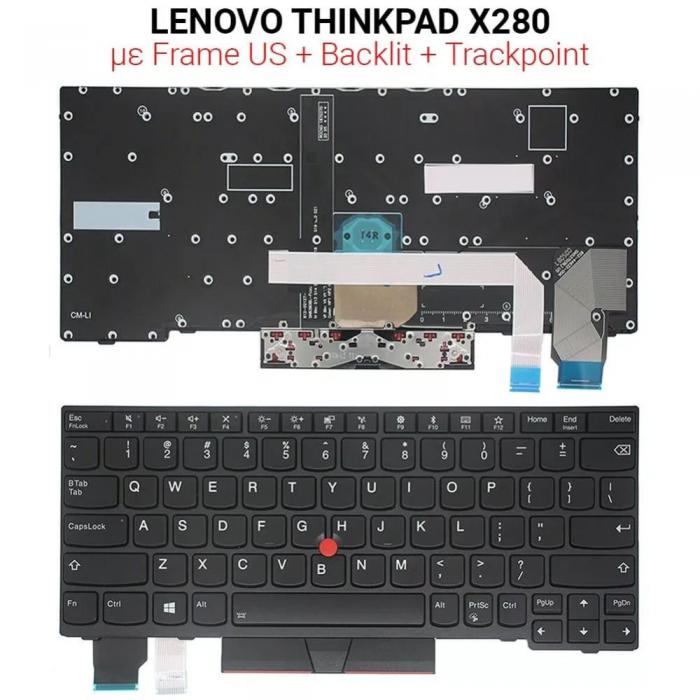 ΠΛΗΚΤΡΟΛΟΓΙΟ ΓΙΑ LAPTOP LENOVO THINKPAD X280 WITH BACKLIGHT TRACKPOINT US BLACK