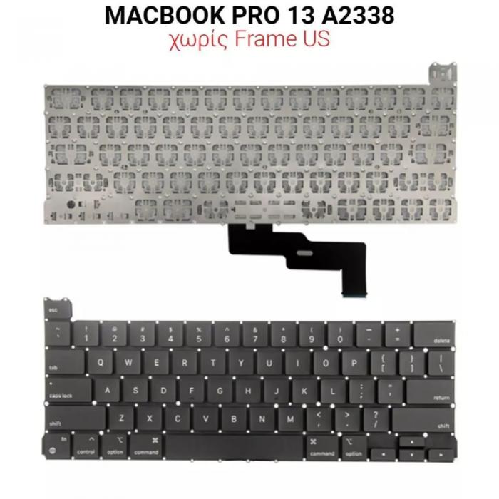 ΠΛΗΚΤΡΟΛΟΓΙΟ ΓΙΑ LAPTOP MACBOOK PRO 13 A2338 WITHOUT FRAME US BLACK
