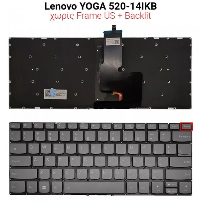 ΠΛΗΚΤΡΟΛΟΓΙΟ ΓΙΑ LAPTOP LENOVO YOGA 520-14 520-14IKB WITH BACKLIGHT US BLACK
