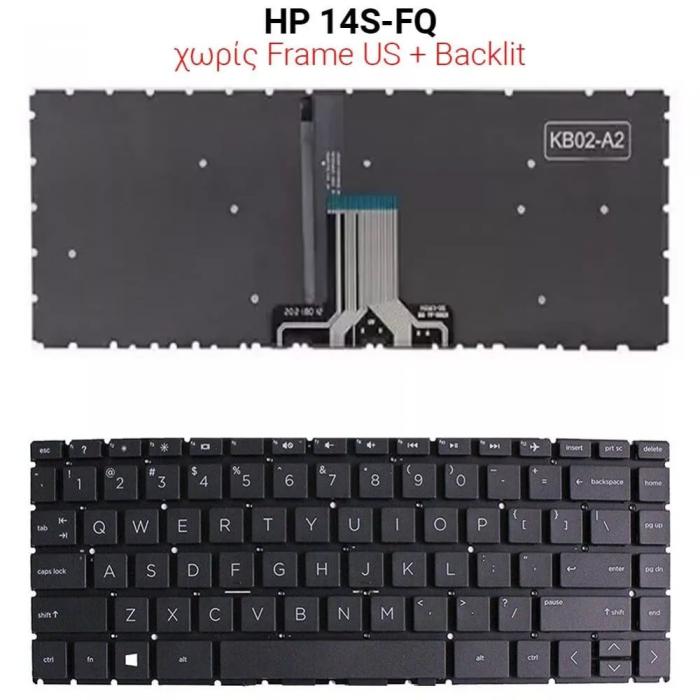 ΠΛΗΚΤΡΟΛΟΓΙΟ ΓΙΑ LAPTOP HP 14S-FQ WITH BACKLIGHT WITHOUT FRAME US BLACK