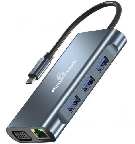 DOCKING STATION POWERTECH BYL-2311 USB-C GREY