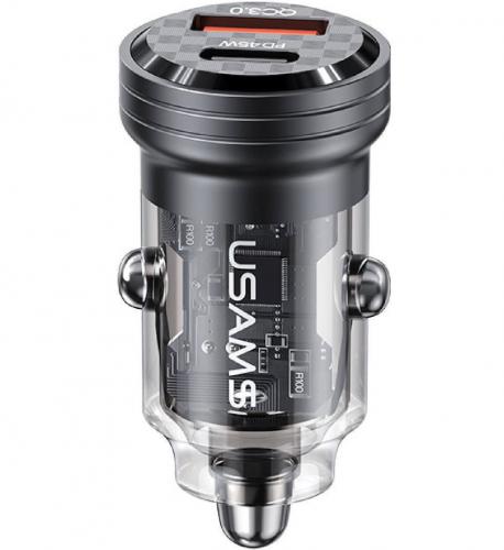 ΦΟΡΤΙΣΤΗΣ ΑΥΤΟΚΙΝΗΤΟΥ USAMS US-CC175 USB AND USB-C 45W QC BLACK
