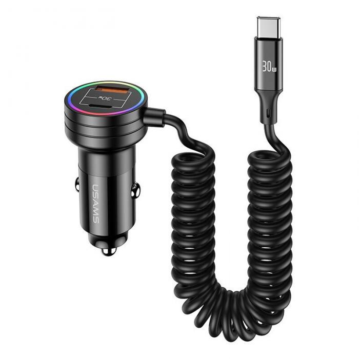 ΦΟΡΤΙΣΤΗΣ ΑΥΤΟΚΙΝΗΤΟΥ USAMS US-CC167 USB/USB-C 60W BLACK