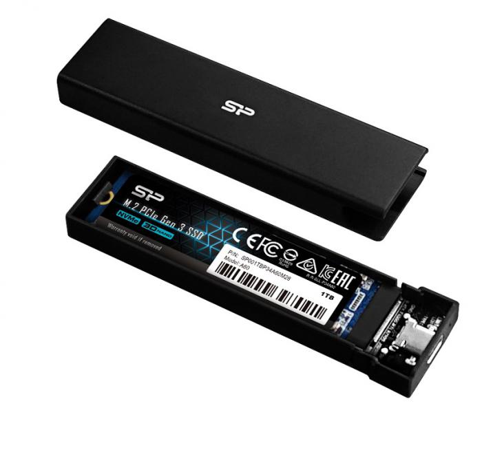 ΘΗΚΗ ΜΕΤΑΤΡΟΠΗΣ ΔΙΣΚΟΥ SSD M.2 NVMe SATA SILICON POWER PD60 BLACK